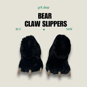 Kids Bear Claw Slippers M Size 13-3 100% Polyester Plush Black Fun Costume Acces